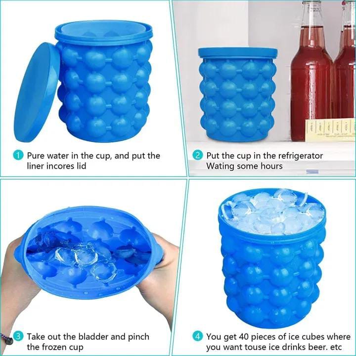 Silicone Ice Cube Maker Bucket with Lid