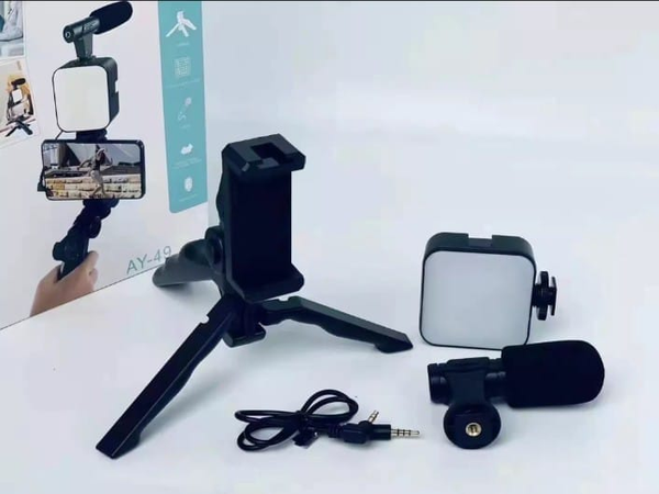 AY-49 Video Making Kit - Complete Set with Tripod, Mic and LED Light